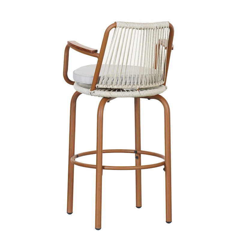 Christopher Knight Home - Sgabelli da bar Jordan moderni in corda di rattan intrecciata con schienale e braccioli, set da 2