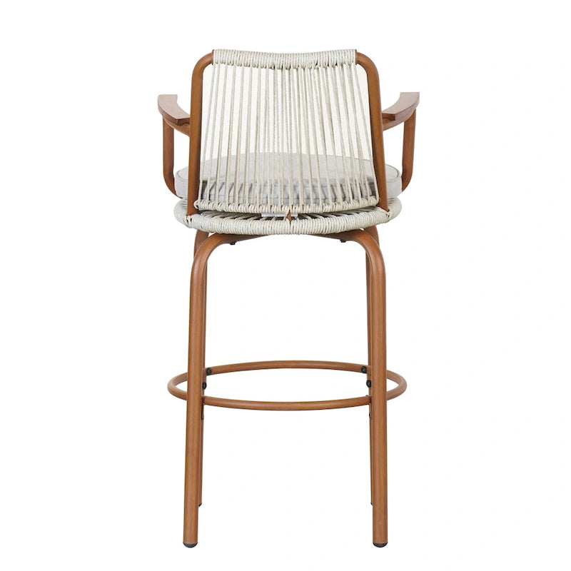 Christopher Knight Home - Sgabelli da bar Jordan moderni in corda di rattan intrecciata con schienale e braccioli, set da 2