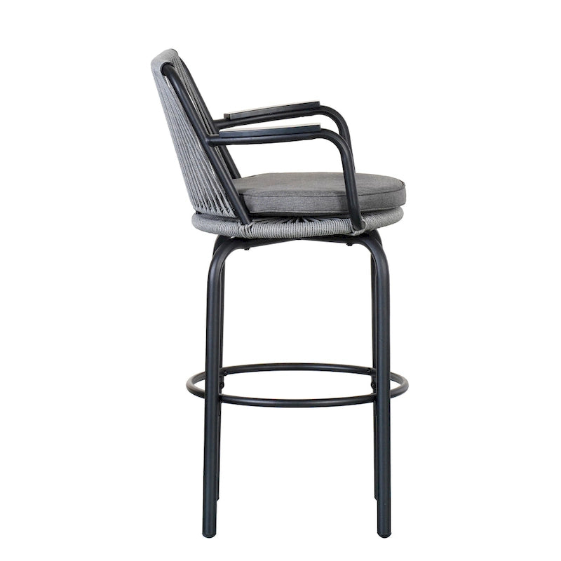 Christopher Knight Home - Sgabelli da bar Jordan moderni in corda di rattan intrecciata con schienale e braccioli, set da 2