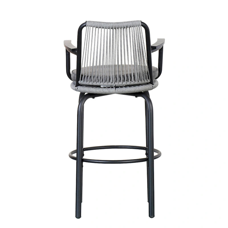 Christopher Knight Home - Sgabelli da bar Jordan moderni in corda di rattan intrecciata con schienale e braccioli, set da 2