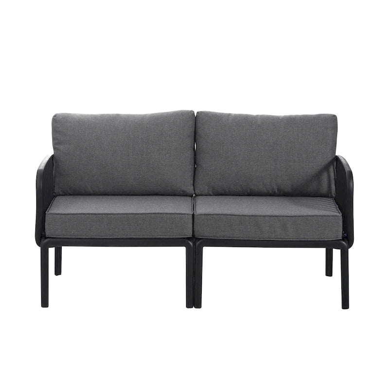Christopher Knight Home - Set conversazione moderno da patio Afra a 3 pezzi con cuscini impermeabili