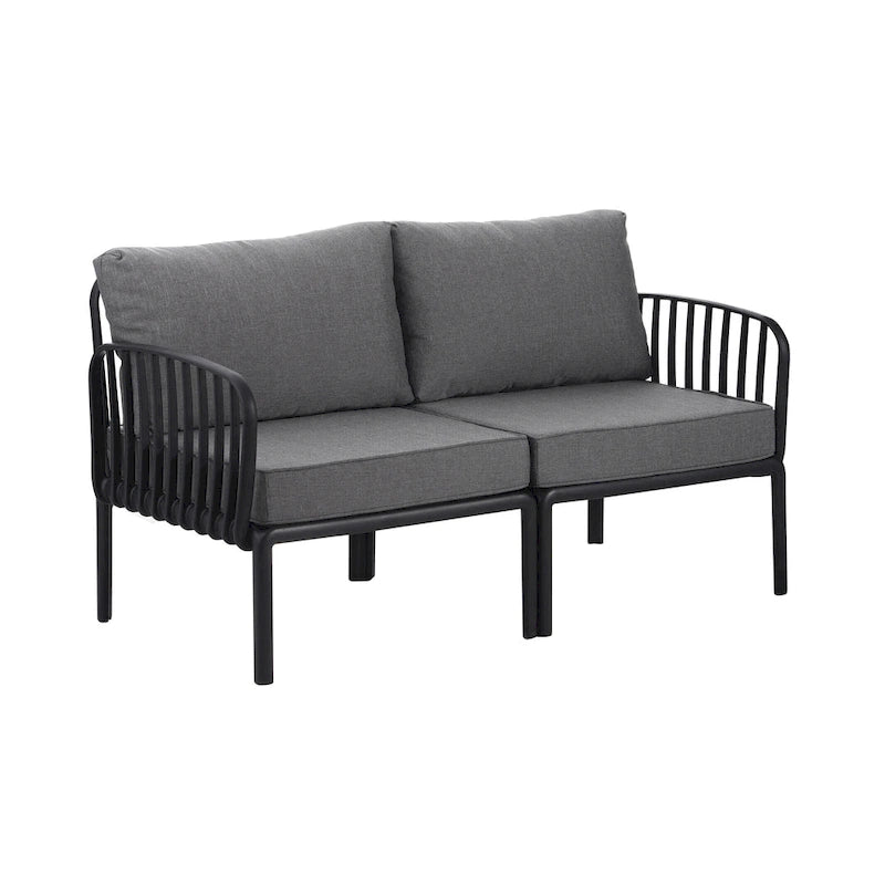 Christopher Knight Home - Set conversazione moderno da patio Afra a 3 pezzi con cuscini impermeabili