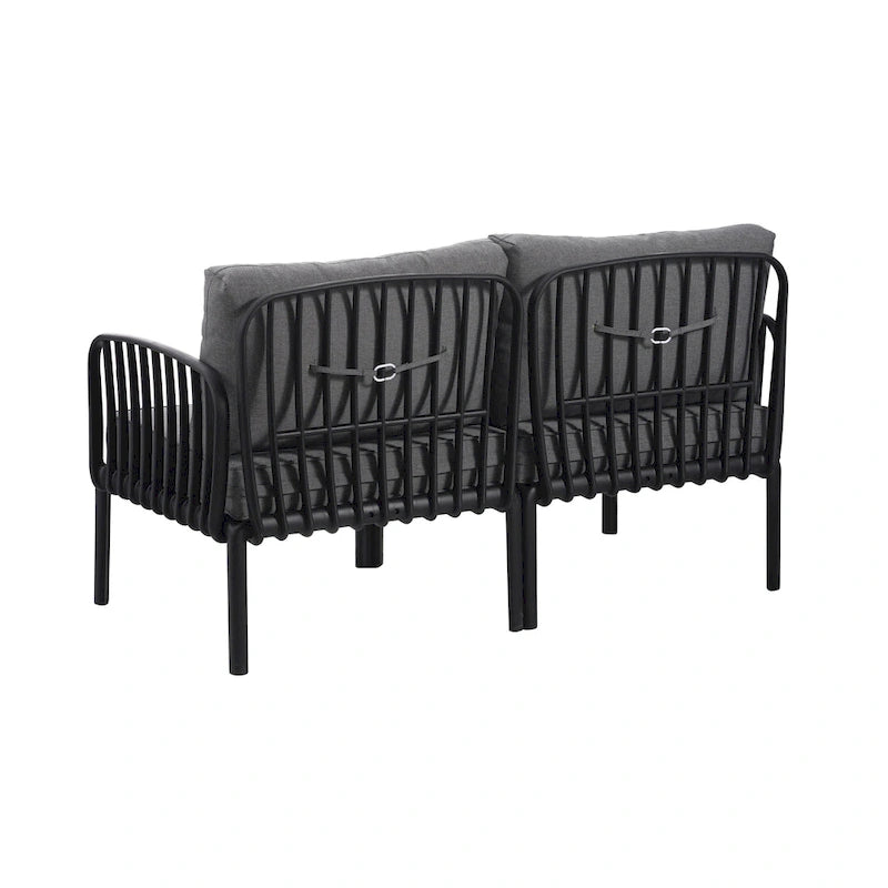 Christopher Knight Home - Set conversazione moderno da patio Afra a 3 pezzi con cuscini impermeabili