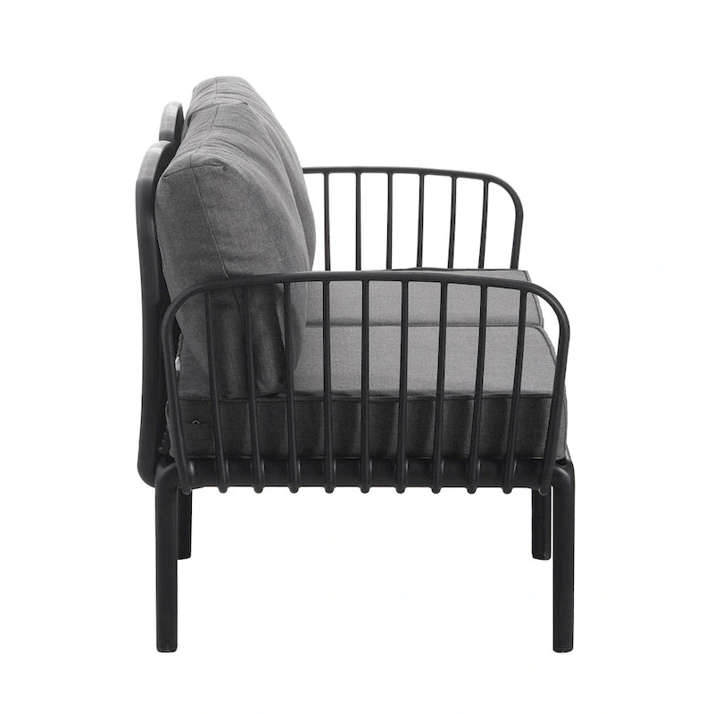Christopher Knight Home - Set conversazione moderno da patio Afra a 3 pezzi con cuscini impermeabili