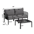 Christopher Knight Home - Set conversazione moderno da patio Afra a 3 pezzi con cuscini impermeabili