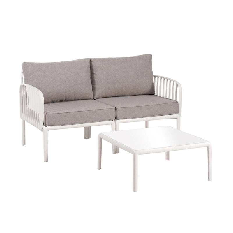 Christopher Knight Home - Set conversazione moderno da patio Afra a 3 pezzi con cuscini impermeabili