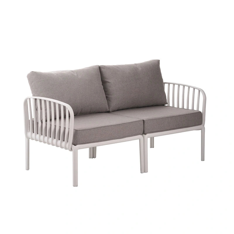 Christopher Knight Home - Set conversazione moderno da patio Afra a 3 pezzi con cuscini impermeabili