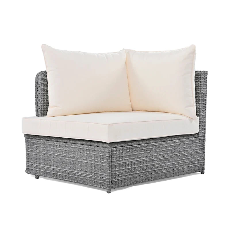 Set divano modulare da esterno a 6 pezzi in rattan con tavolino, combinazione libera