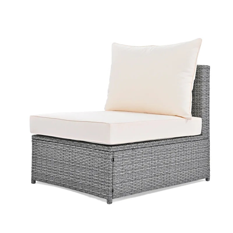 Set divano modulare da esterno a 6 pezzi in rattan con tavolino, combinazione libera