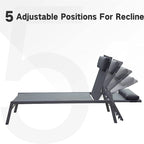 Set Sdraio da Esterno per Patio, 3 Pezzi Poltrone Reclinabili con Schienale Regolabile con Poggiatesta, 1 Tavolino