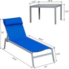 Set Sdraio da Esterno per Patio, 3 Pezzi Poltrone Reclinabili con Schienale Regolabile con Poggiatesta, 1 Tavolino