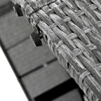 Lettino prendisole rotondo da esterno in rattan con schienali regolabili e vassoi portabicchieri pieghevoli