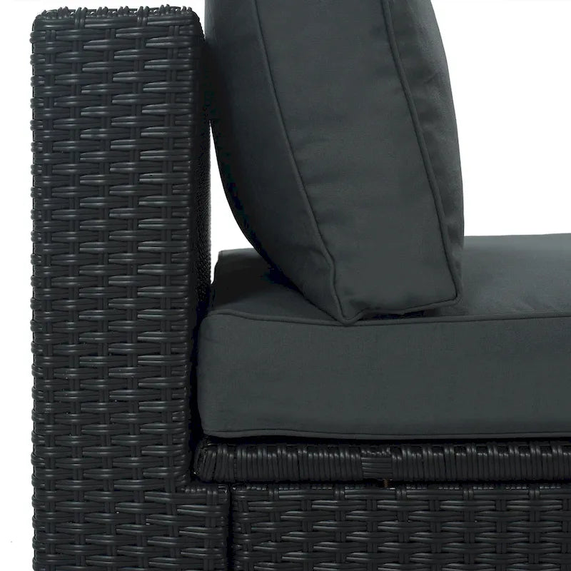 Set Divano da Esterno in Vimini a 7 Pezzi con Cuscini