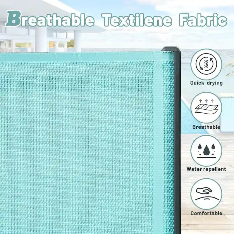 Sedia a sdraio da esterno, 2 pezzi in alluminio e plastica per patio con schienale regolabile a 5 posizioni e ruote