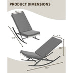 2 chaises berçantes d'extérieur avec coussin épais et cadre en fer