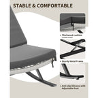 2 chaises berçantes d'extérieur avec coussin épais et cadre en fer