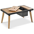 Set salotto da esterno 6 pezzi con divano in corda, tavolino con scomparto refrigerante e 2 sgabelli in legno di acacia