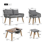 Set salotto da esterno 6 pezzi con divano in corda, tavolino con scomparto refrigerante e 2 sgabelli in legno di acacia