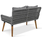 Set salotto da esterno 6 pezzi con divano in corda, tavolino con scomparto refrigerante e 2 sgabelli in legno di acacia