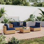 Patio Watcher 5-Pieces Yellow Rattan Conversation Set with Cusions for Outdoors