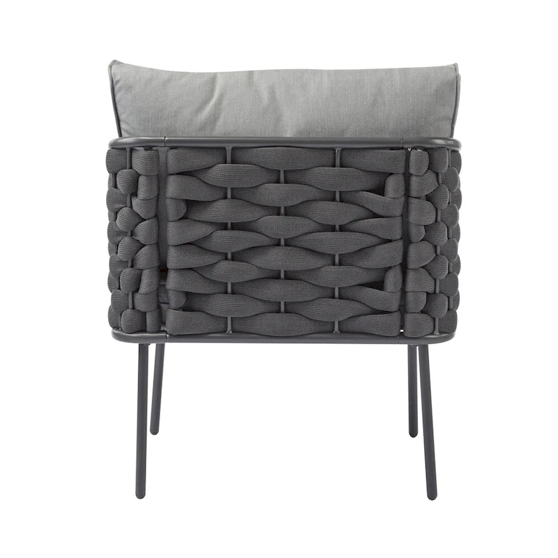 Roomfitters, Set di 4 divani da esterno in metallo con cuscini, mobili da salotto profondi per giardino o balcone, grigio