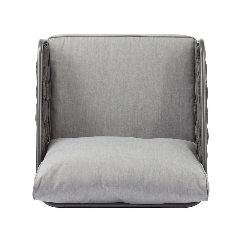 Roomfitters, Set di 4 divani da esterno in metallo con cuscini, mobili da salotto profondi per giardino o balcone, grigio