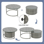 Set Sezionale Semicircolare a 9 Pezzi con Tavolino Nido e Poltrone