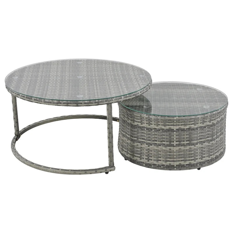 Set Sezionale Semicircolare a 9 Pezzi con Tavolino Nido e Poltrone