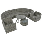 Set Sezionale Semicircolare a 9 Pezzi con Tavolino Nido e Poltrone