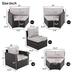 Set Sezionale Semicircolare a 9 Pezzi con Tavolino Nido e Poltrone