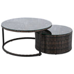 Set Sezionale Semicircolare a 9 Pezzi con Tavolino Nido e Poltrone