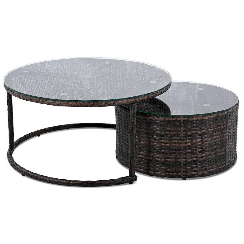 Set Sezionale Semicircolare a 9 Pezzi con Tavolino Nido e Poltrone