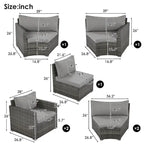 Set Sezionale Semicircolare a 9 Pezzi con Tavolino Nido e Poltrone