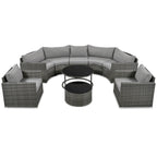 Set Sezionale Semicircolare a 9 Pezzi con Tavolino Nido e Poltrone
