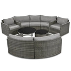 Set Sezionale Semicircolare a 9 Pezzi con Tavolino Nido e Poltrone