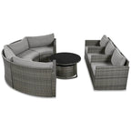Set Sezionale Semicircolare a 9 Pezzi con Tavolino Nido e Poltrone