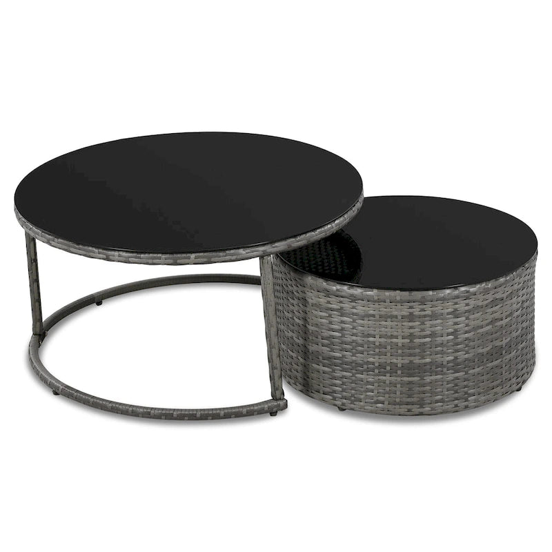 Set Sezionale Semicircolare a 9 Pezzi con Tavolino Nido e Poltrone