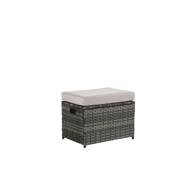 Set Divano Sezionale in Rattan da 6 Pezzi con Tavolino in Vetro