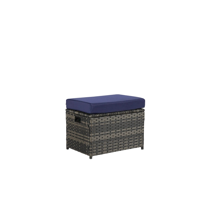 Set Divano Sezionale in Rattan da 6 Pezzi con Tavolino in Vetro