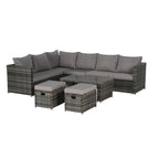 Set Divano Sezionale in Rattan da 6 Pezzi con Tavolino in Vetro