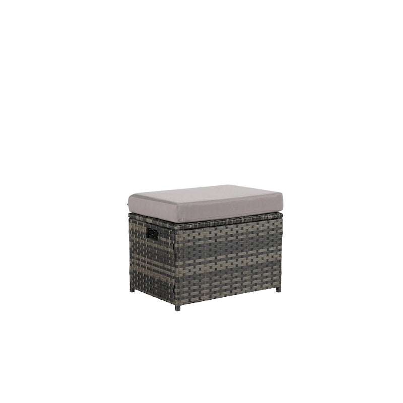 Set Divano Sezionale in Rattan da 6 Pezzi con Tavolino in Vetro