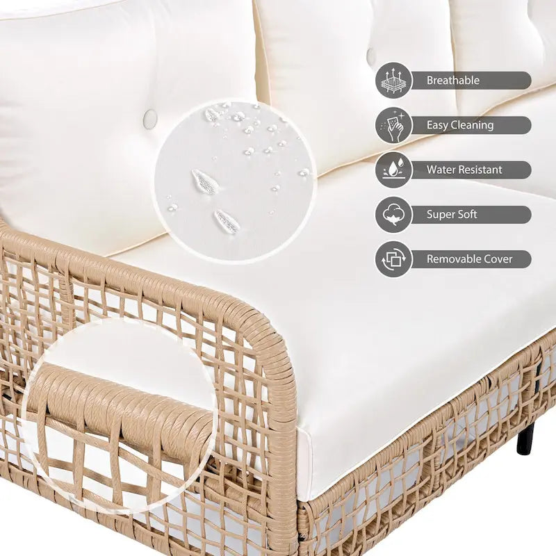 Set da divano 4 pezzi in rattan con poltrone girevoli e tavolo