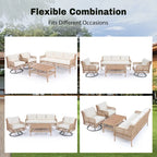 Set da divano 4 pezzi in rattan con poltrone girevoli e tavolo