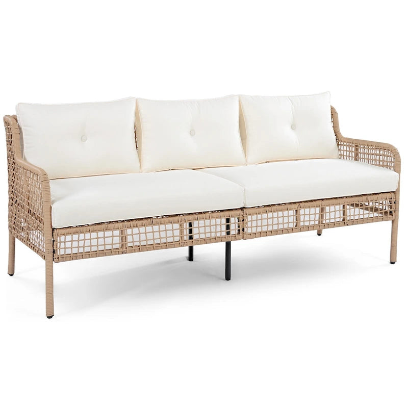 Set da divano 4 pezzi in rattan con poltrone girevoli e tavolo
