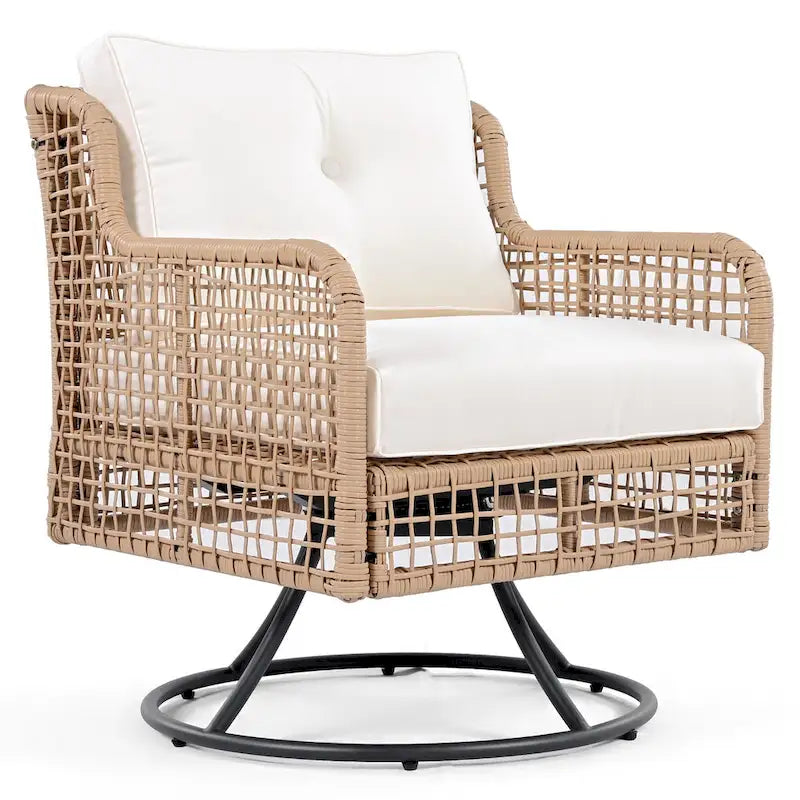 Set da divano 4 pezzi in rattan con poltrone girevoli e tavolo