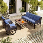 Set da divano 4 pezzi in rattan con poltrone girevoli e tavolo