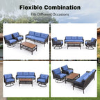Set da divano 4 pezzi in rattan con poltrone girevoli e tavolo