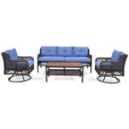 Set da divano 4 pezzi in rattan con poltrone girevoli e tavolo