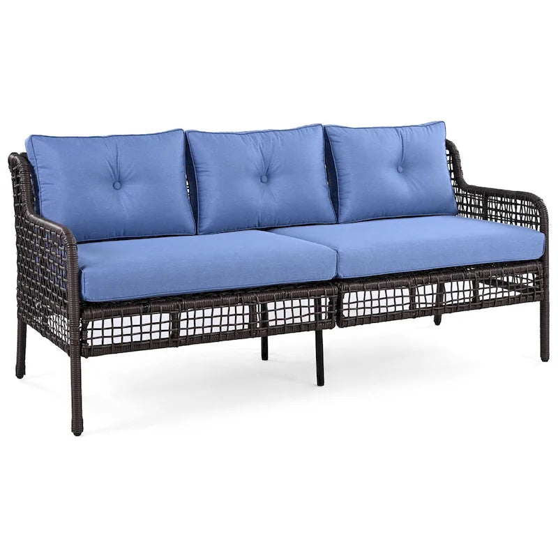 Set da divano 4 pezzi in rattan con poltrone girevoli e tavolo