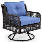 Set da divano 4 pezzi in rattan con poltrone girevoli e tavolo